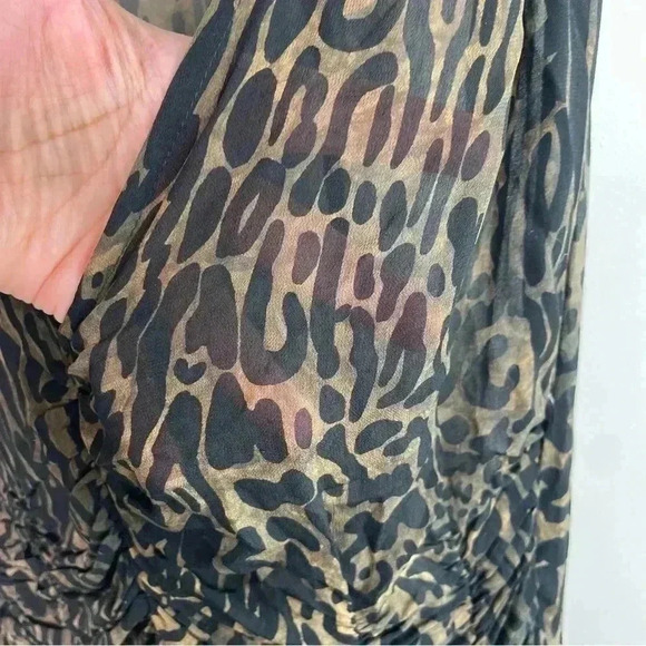 Rabens Saloner Barbara Black And Olive Green Sheer Animal Print Maxi Dress - Picture 6 of 9